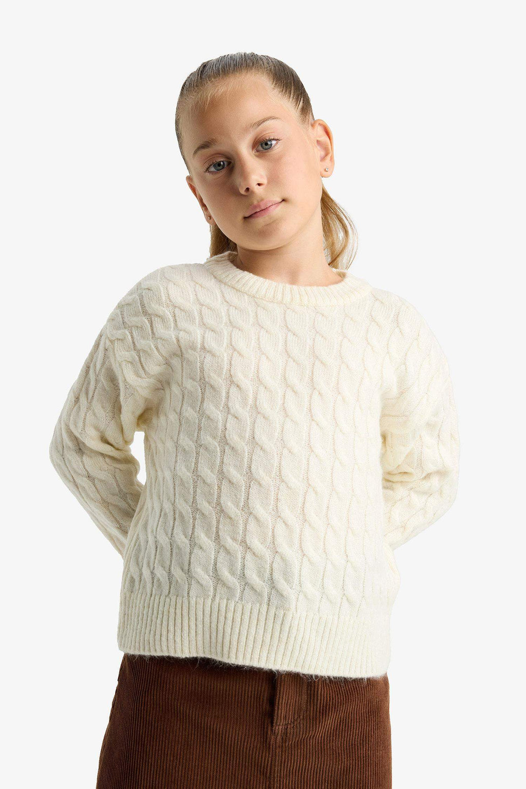 Girls Crew Neck Knitted Sweater
