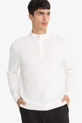 Regular Fit Stand Collar Half Zipper Sweatshirt