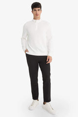 Regular Fit Stand Collar Half Zipper Sweatshirt