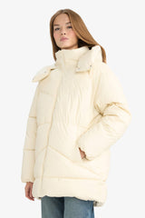 Relax Fit Hooded Zip-Up Puffy Parka