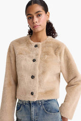 Regular Fit Buttoned Short Faux Fur