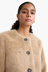 Regular Fit Buttoned Short Faux Fur