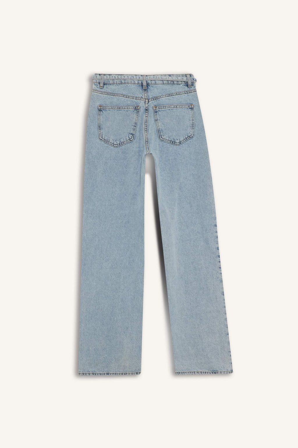 Straight Wide High Waist Straight Leg Long Washed Jean Trousers