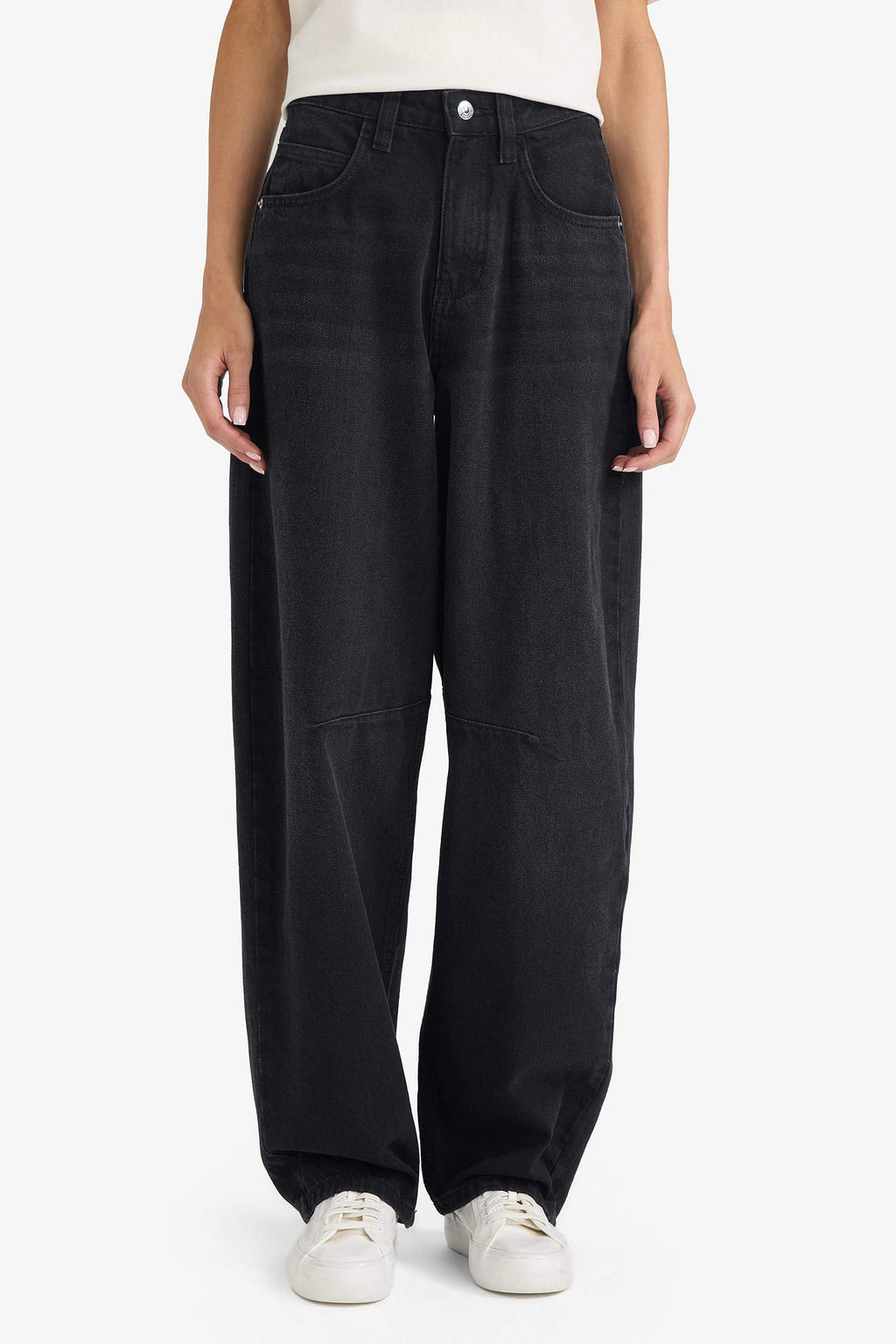 Baggy Fit High Waist Straight Leg Long Jeans