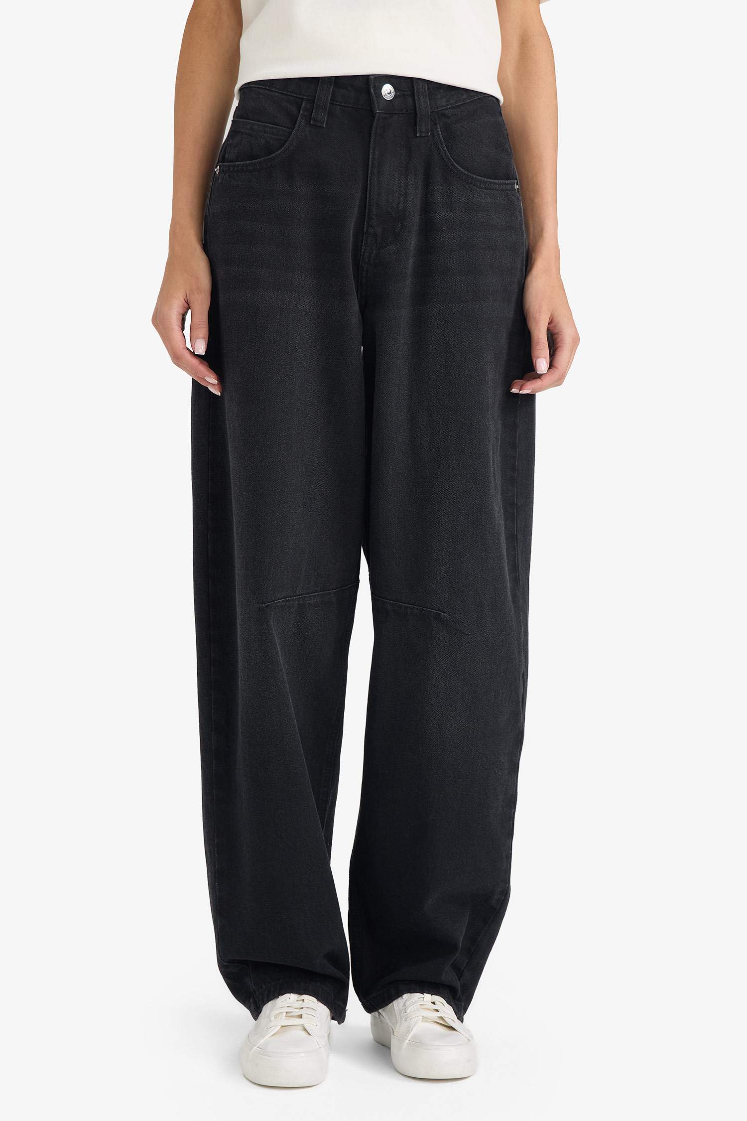 Baggy Fit High Waist Straight Leg Long Jeans