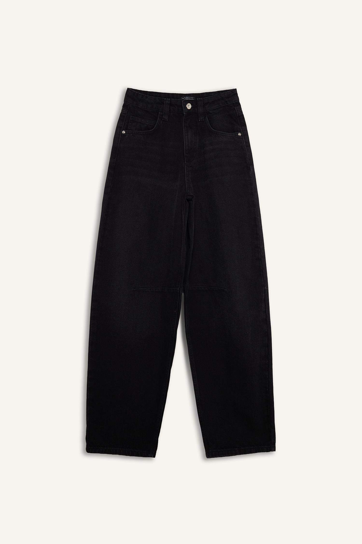 Baggy Fit High Waist Straight Leg Long Jeans