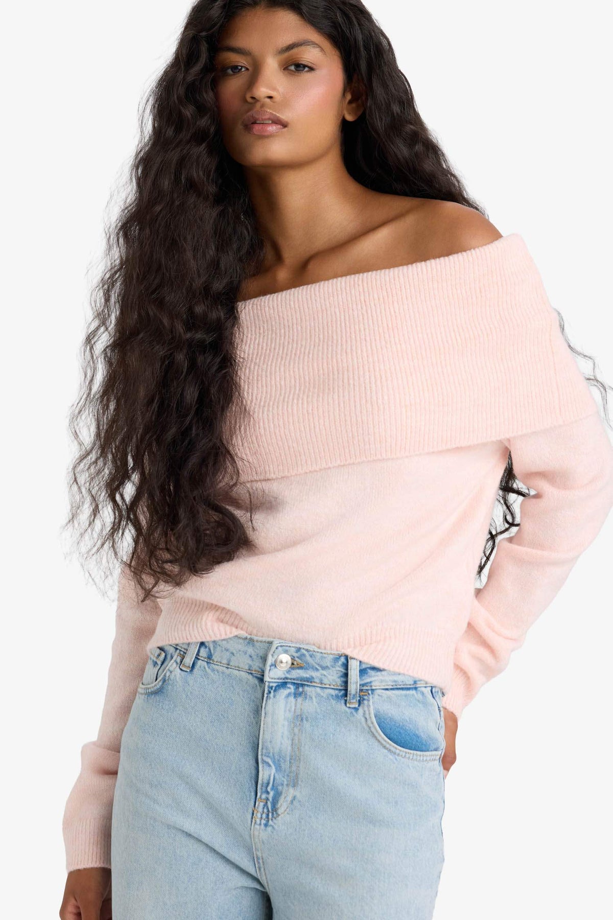Regular Fit Open Shoulder Knitwear Sweater