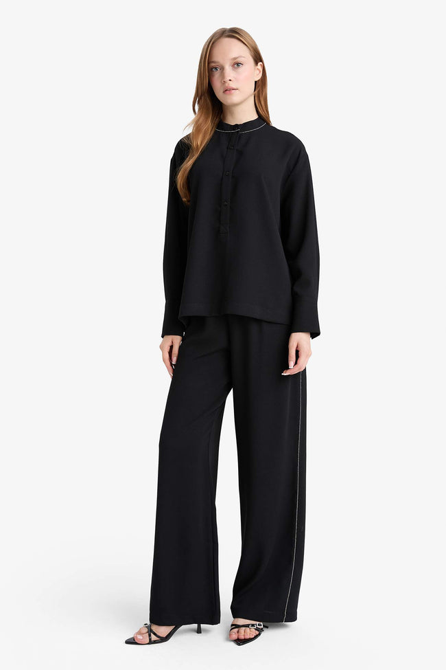 Wide Leg Wide Leg Crepe Trousers Hover Image