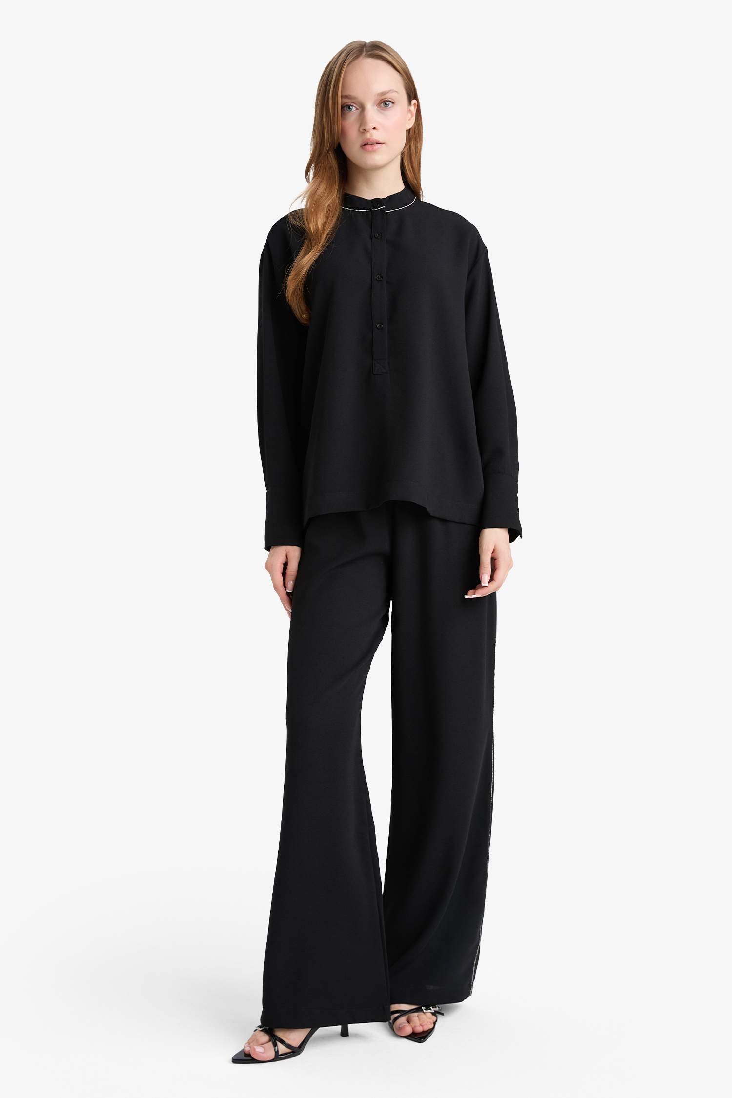 Wide Leg Wide Leg Crepe Trousers