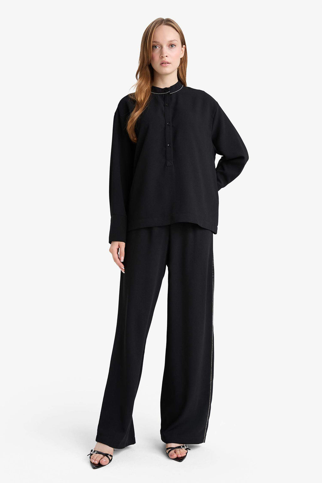 Wide Leg Wide Leg Crepe Trousers