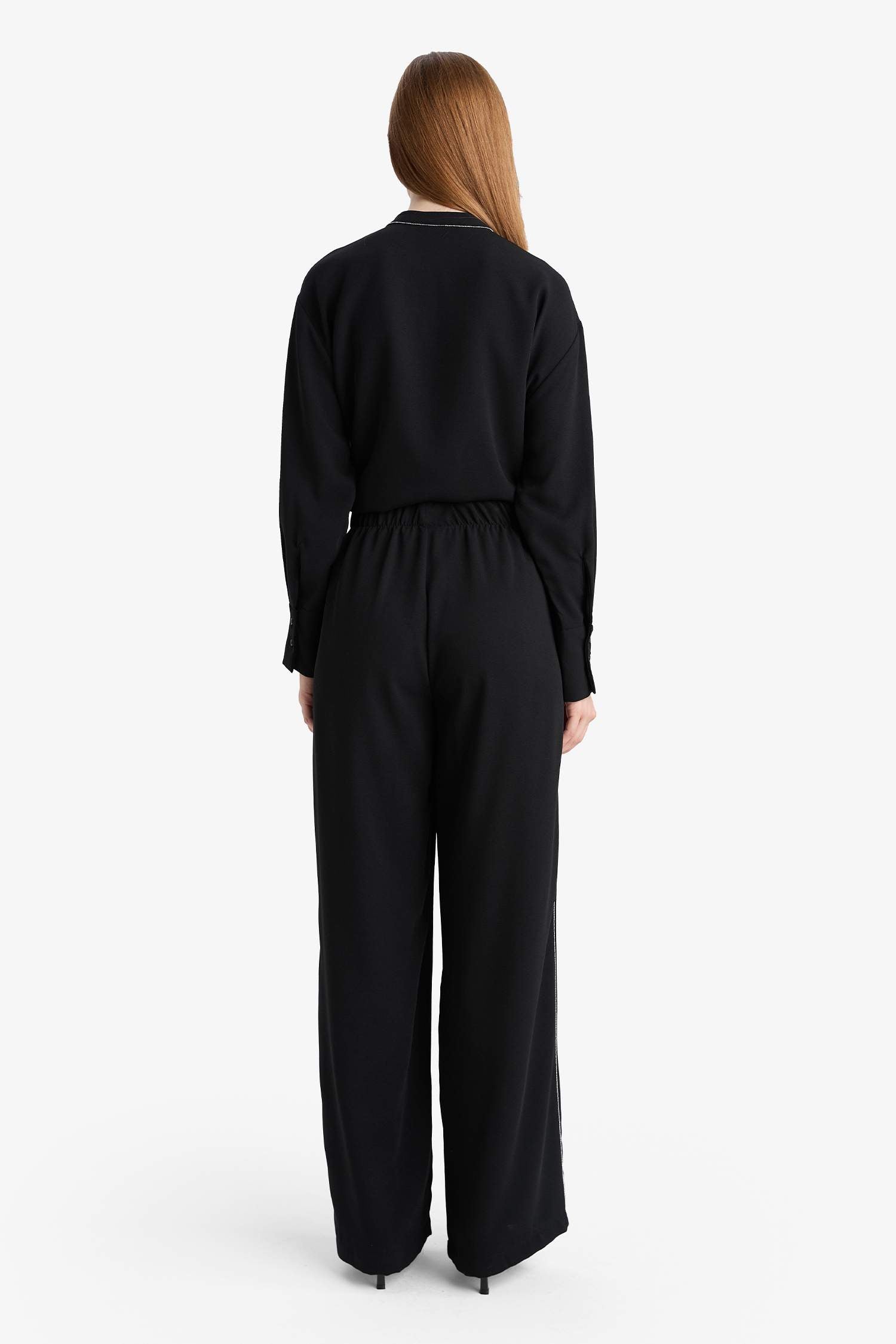Wide Leg Wide Leg Crepe Trousers