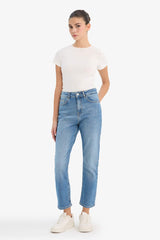 Mary Vintage Straight Fit High Waist Ankle Length Washed Jean Trousers