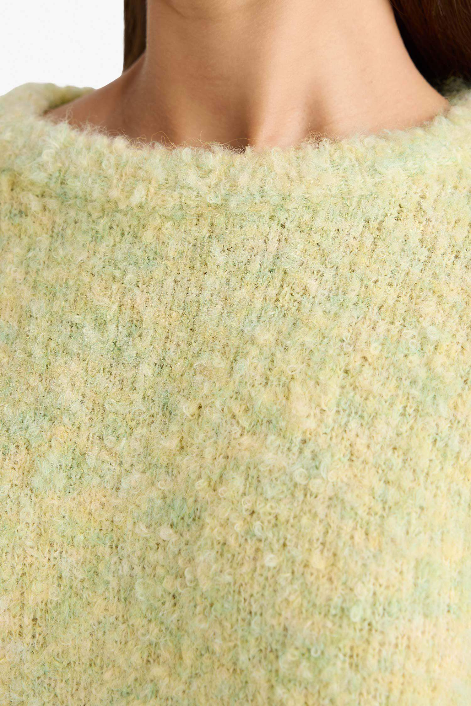 Wool Blend Crew Neck Oversize Fit Knit Sweater