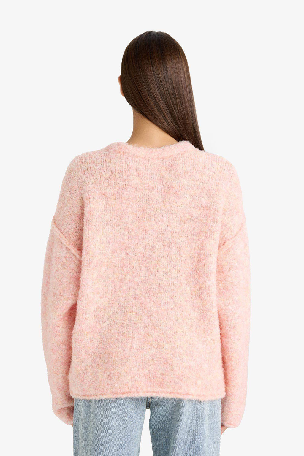 Wool Blend Crew Neck Oversize Fit Knit Sweater