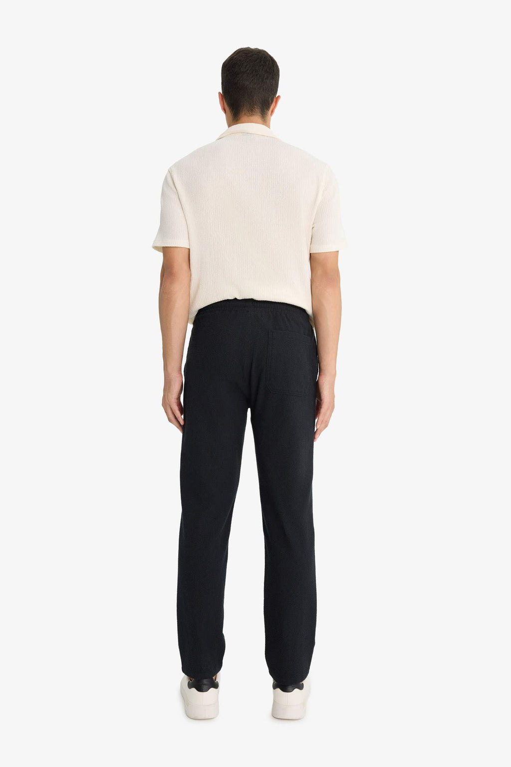 Jogger Fit Elastic Waistband Pocket Cotton Textured Trousers