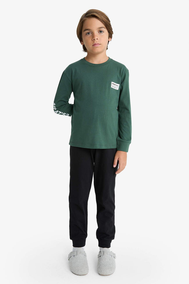 Boys Pajama Set Printed Long Sleeve Top and Long Bottom Hover Image