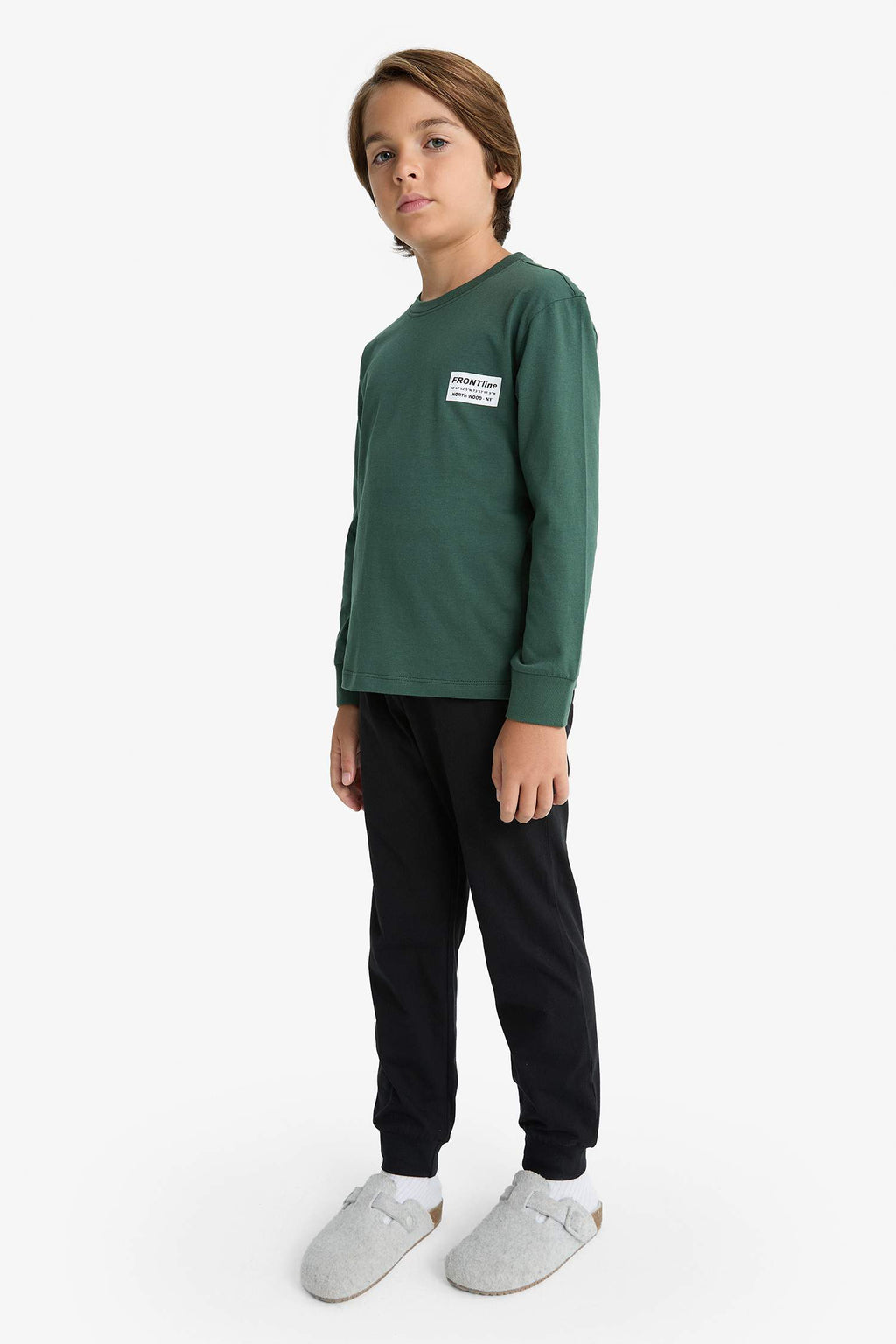 Boys Pajama Set Printed Long Sleeve Top and Long Bottom