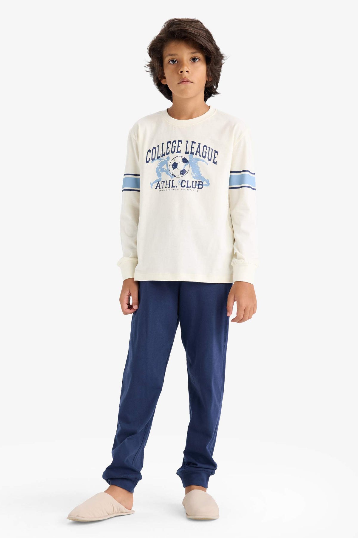 Boys Pajama Set Printed Long Sleeve Top and Long Bottom