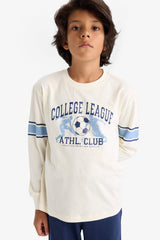 Boys Pajama Set Printed Long Sleeve Top and Long Bottom