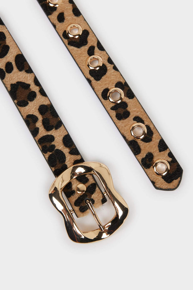 Women's Leopard Print Faux Leather Casual Belt Main Image