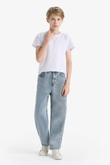Boy's Loose Fit Straight Leg Jean Trousers