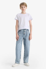 Boy's Loose Fit Straight Leg Jean Trousers