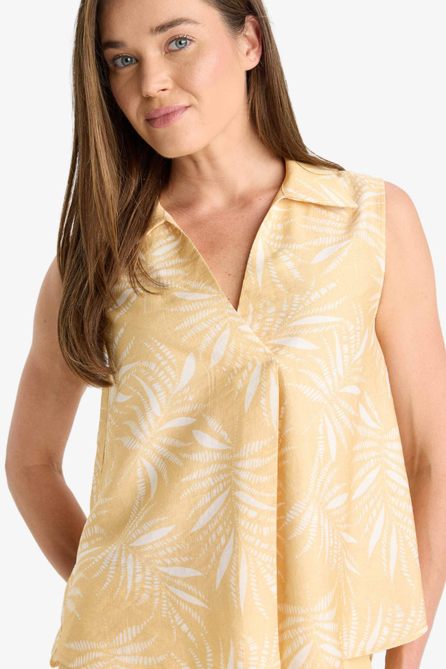 Short Sleeve Blouse with Wacky Collar Pattern Hover Image