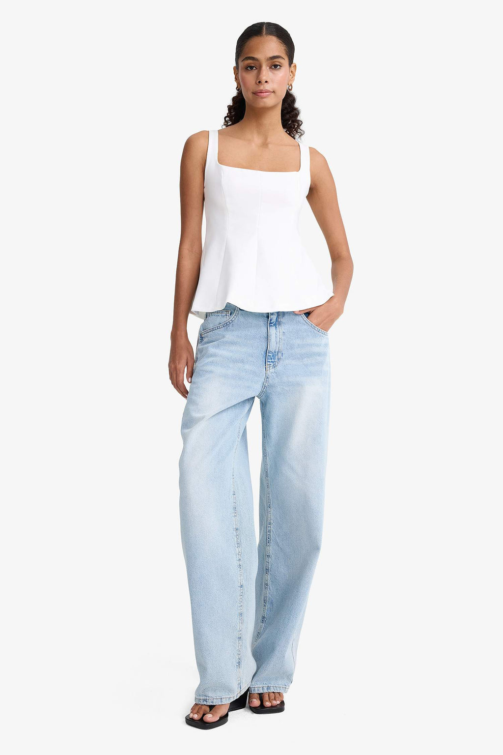 Fitted Square Neck Strappy Blouse