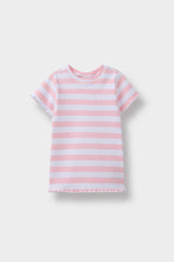 Baby Girl Crew Neck Ribbed Camisole Striped Short Sleeve T-Shirt