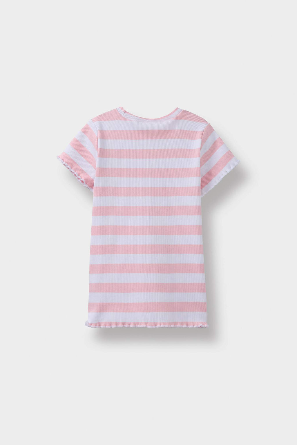 Baby Girl Crew Neck Ribbed Camisole Striped Short Sleeve T-Shirt