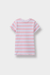 Baby Girl Crew Neck Ribbed Camisole Striped Short Sleeve T-Shirt
