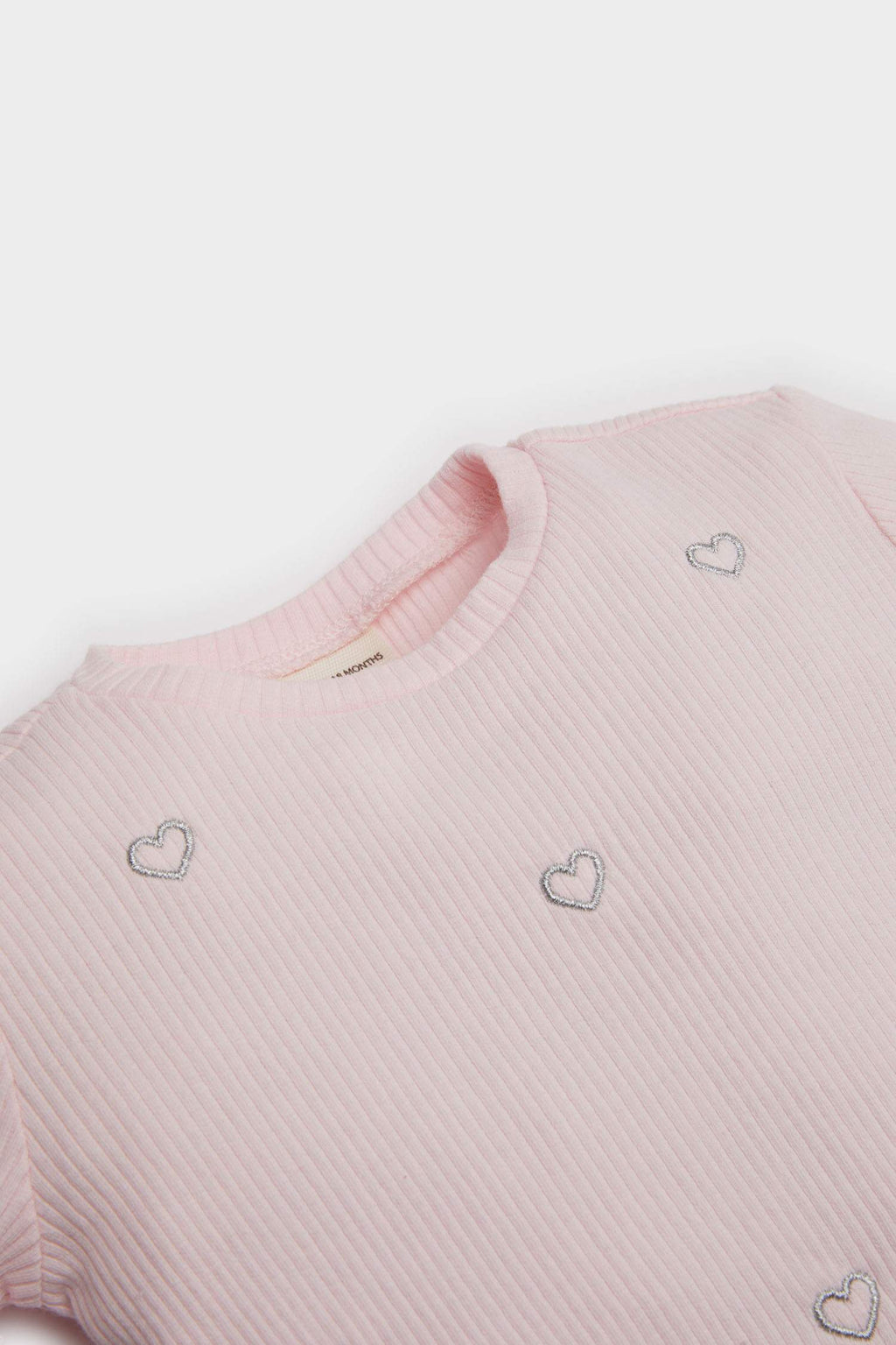 Baby Girl Crew Neck Heart Patterned T-Shirt