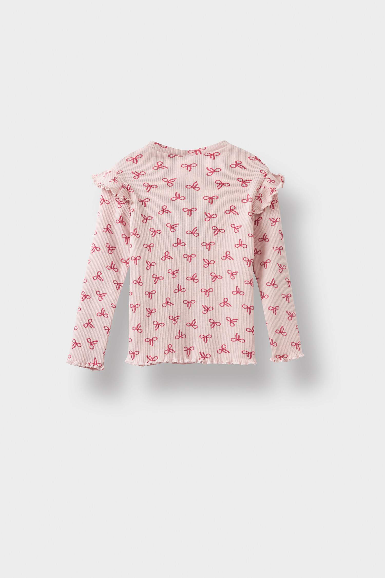 Baby Girl Crew Neck Ribbed Camisole Patterned Long Sleeve T-Shirt