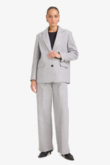 High-waisted wide-leg flannel trousers with two pockets