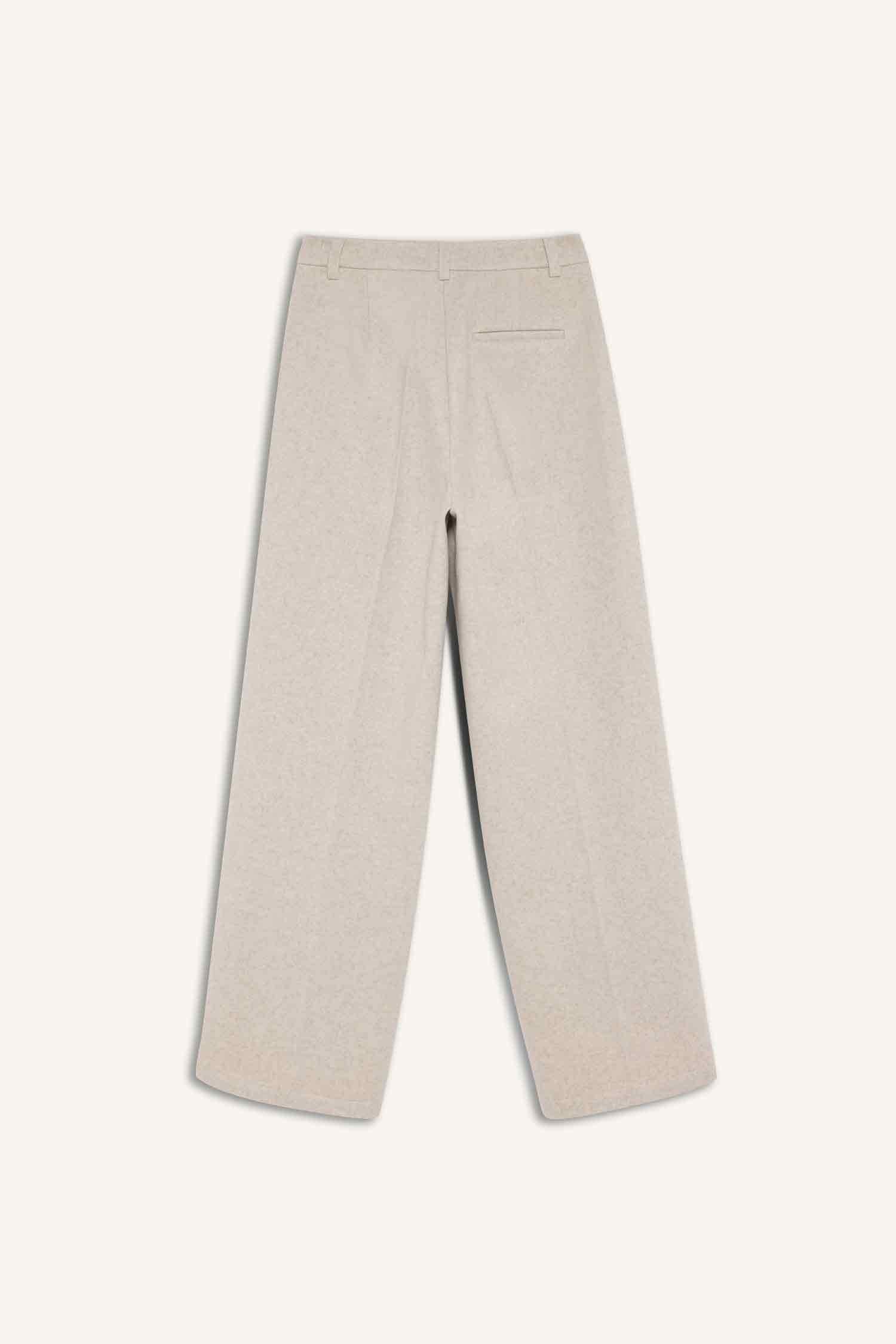 High-waisted wide-leg flannel trousers with two pockets