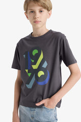 Boys Crew Neck Printed Short Sleeve T-Shirt