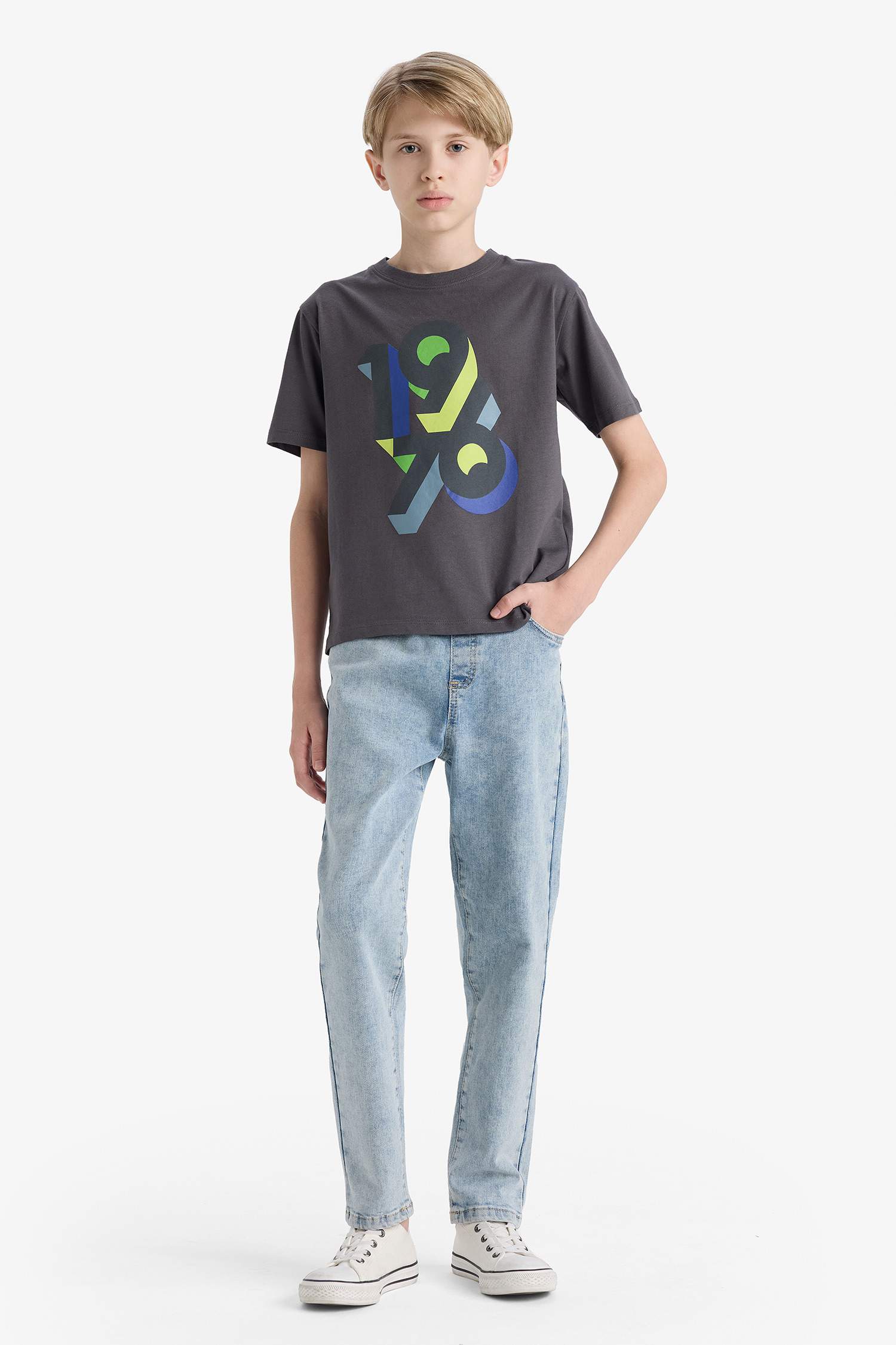 Boys Crew Neck Printed Short Sleeve T-Shirt