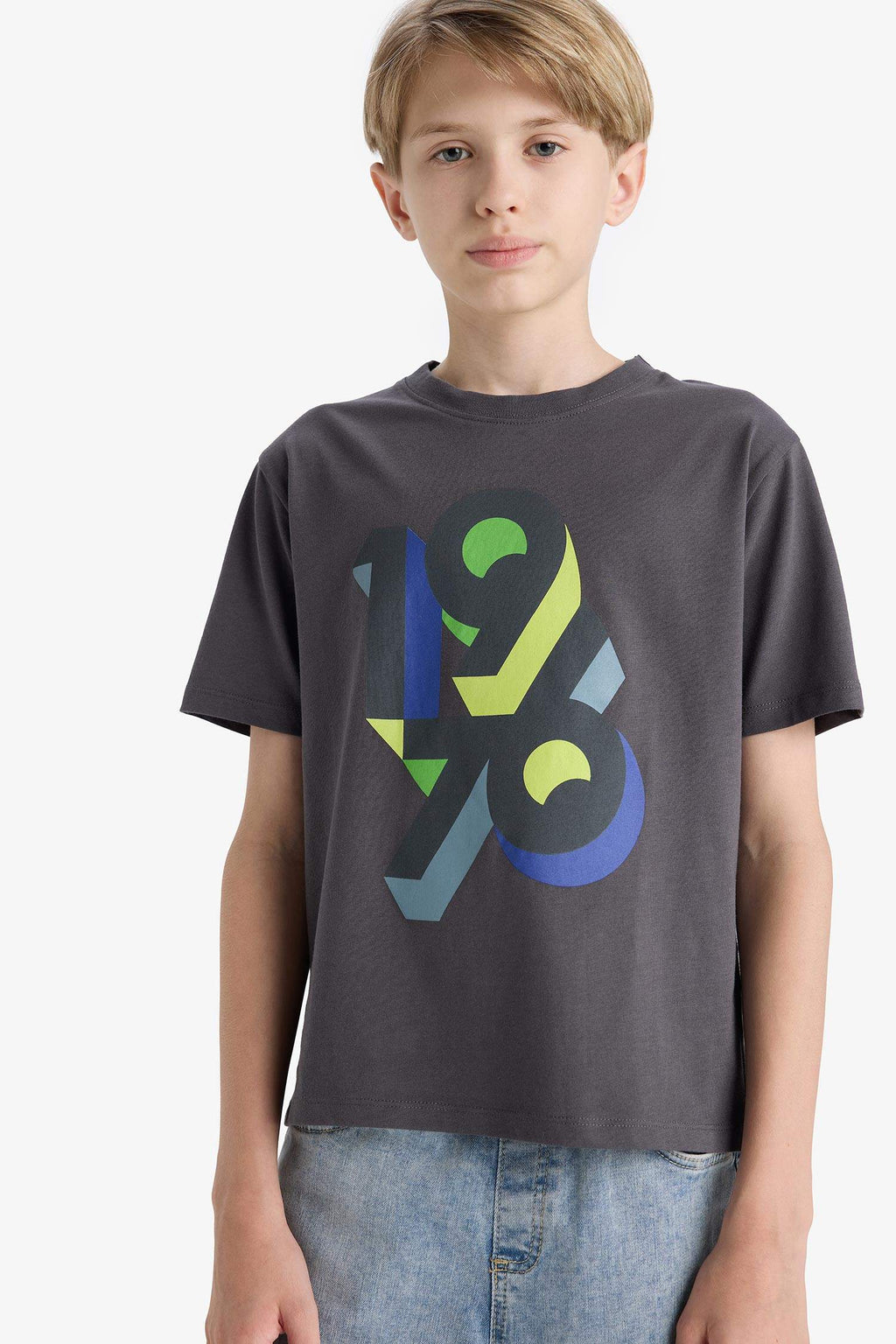 Boys Crew Neck Printed Short Sleeve T-Shirt