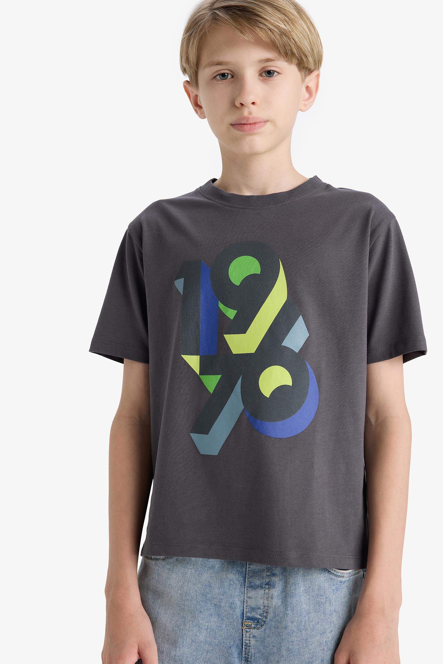 Boys Crew Neck Printed Short Sleeve T-Shirt