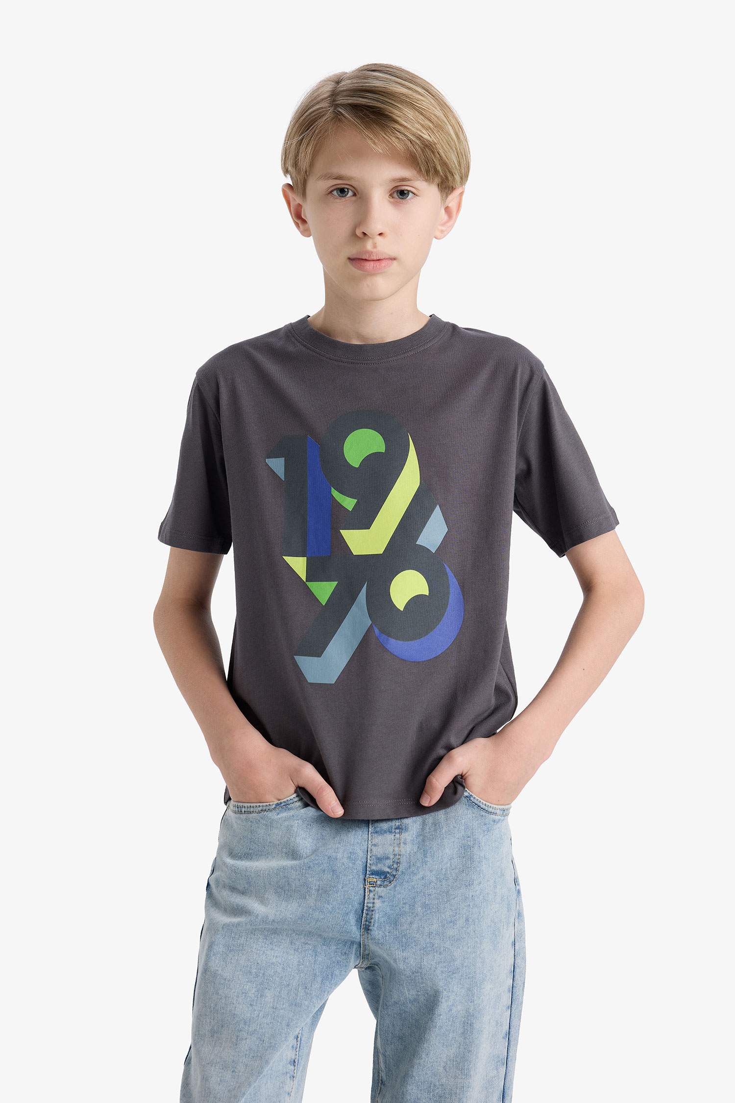 Boys Crew Neck Printed Short Sleeve T-Shirt