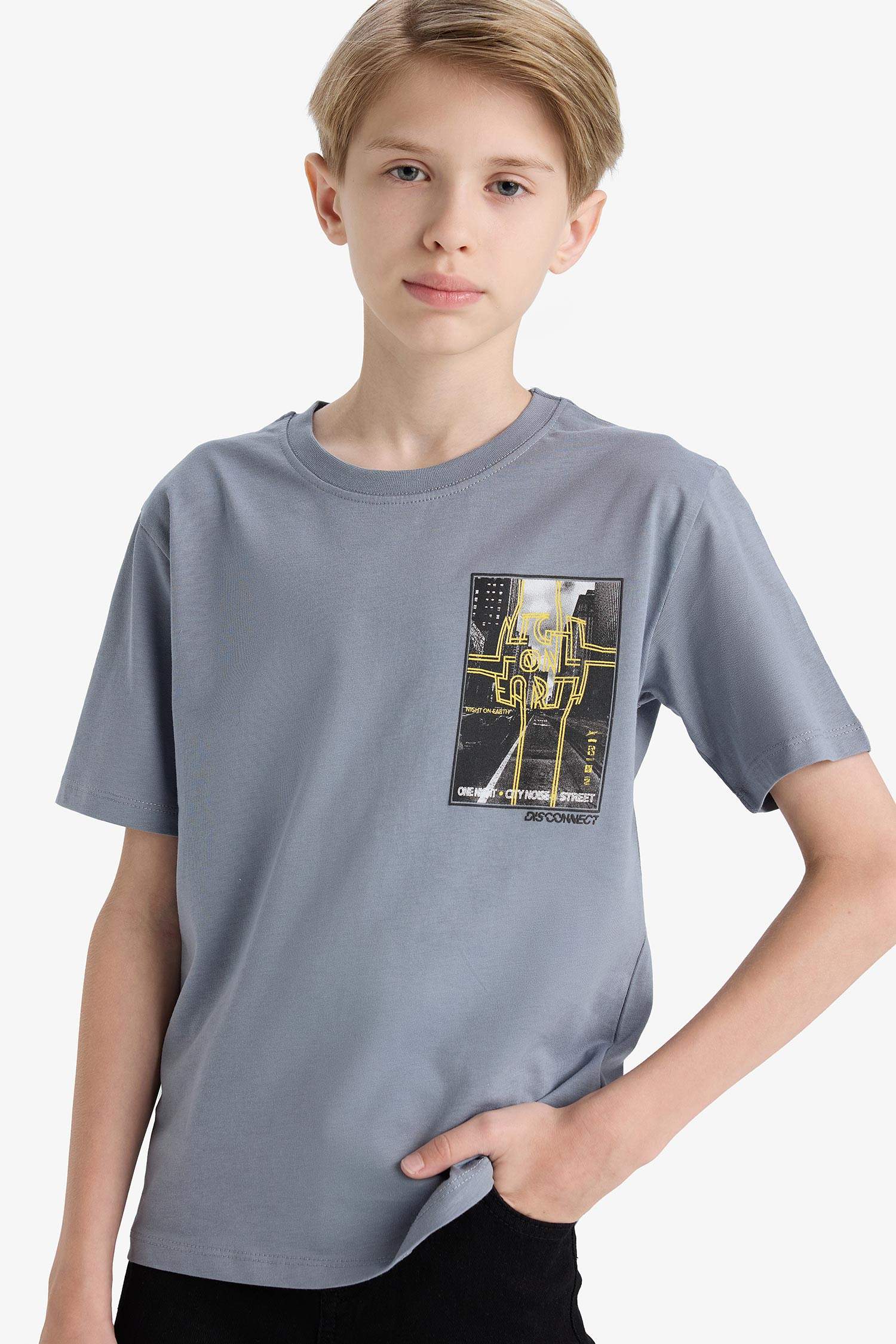 Boys Crew Neck Back Printed Short Sleeve T-Shirt