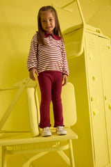 Baby Girl 2-Piece Set Large Collar School Striped Long Sleeve T-Shirt Bell-bottom Leggings