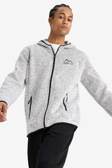 Standard Fit Hooded Fleece Cardigan with Soft Fleece Lining and Zip-Up