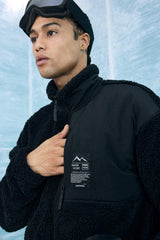 Boxy Fit High Neck Soft Fleece Lined Plush Cardigan