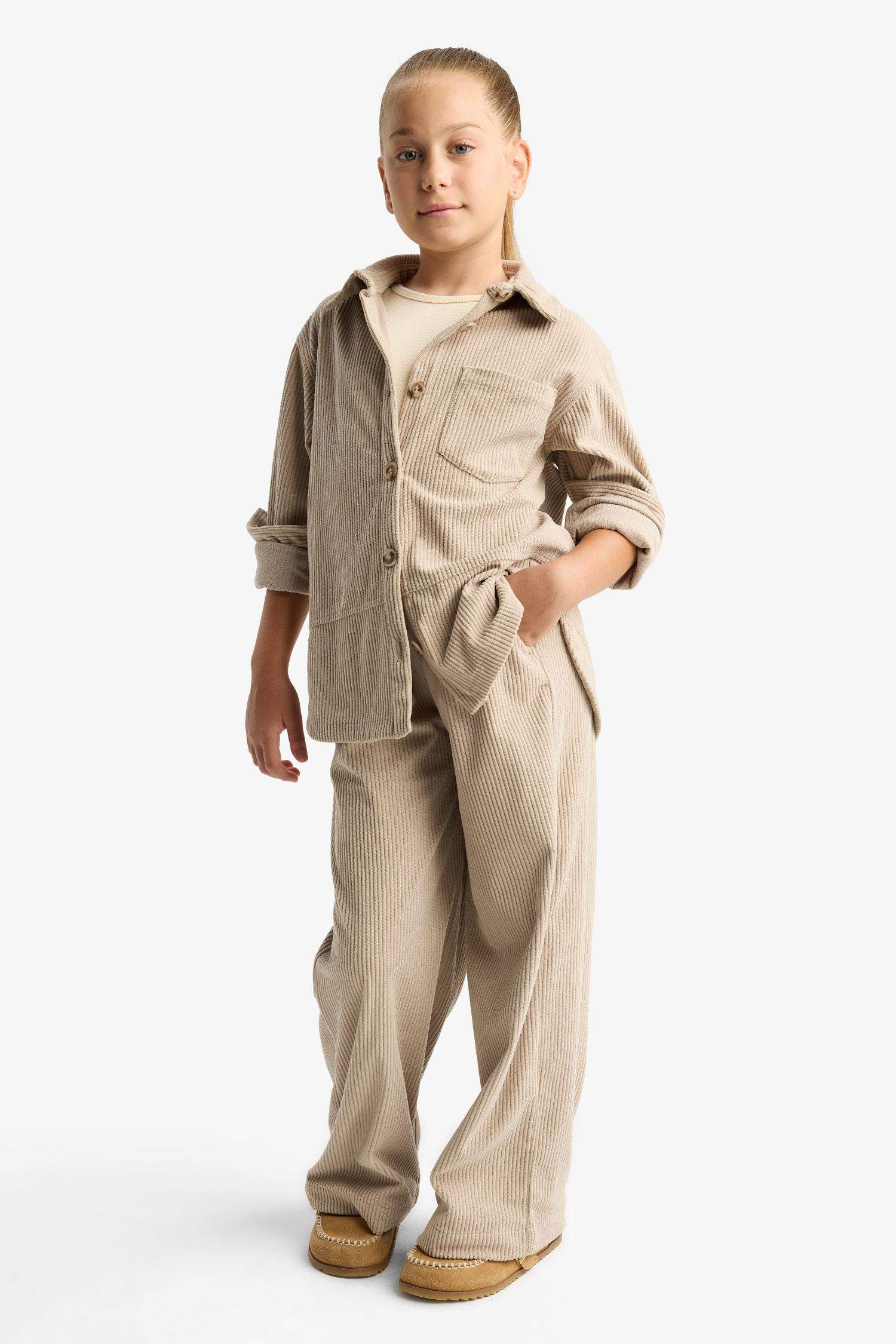 Girls' Wide Leg Pants with Elastic Waistband