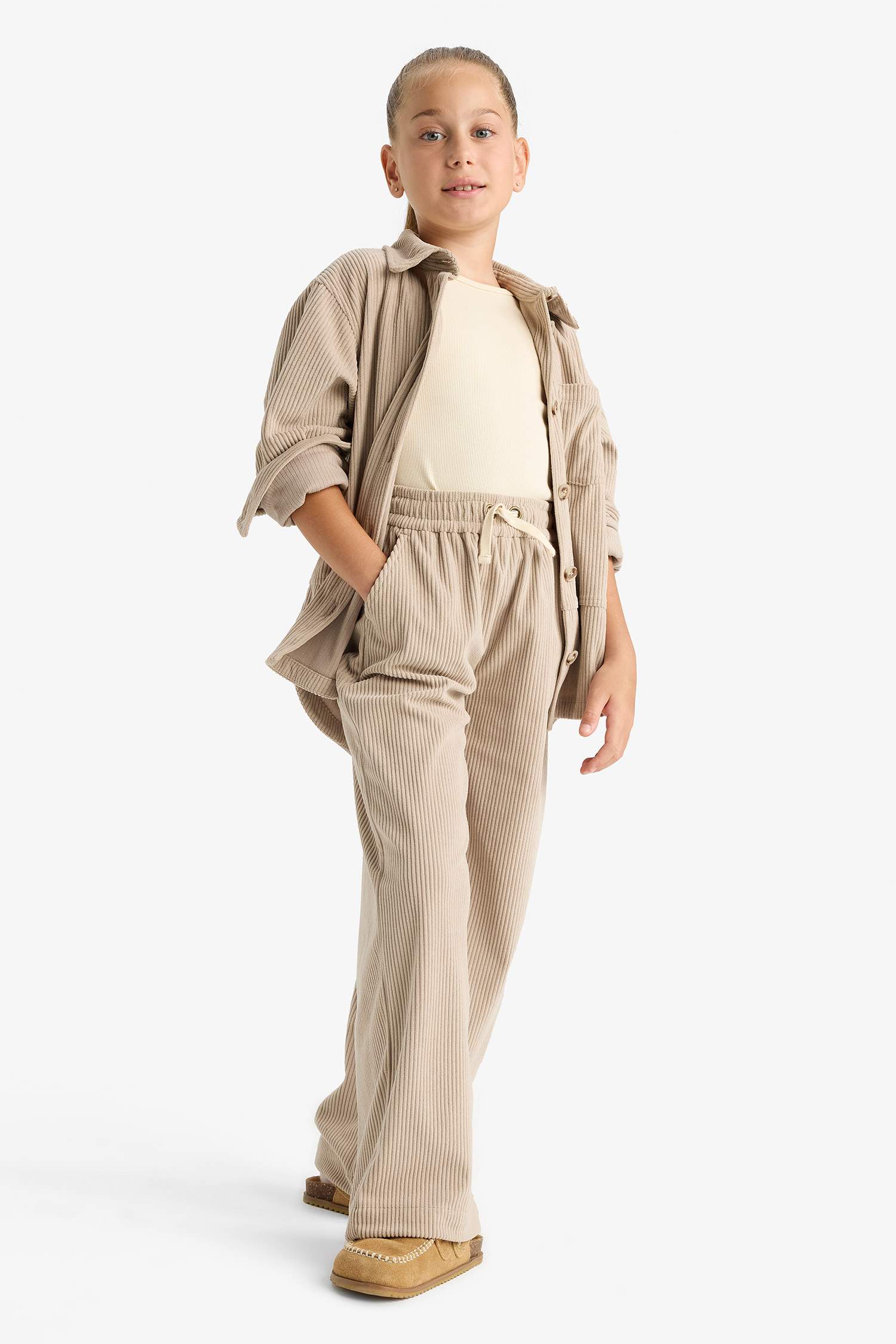 Girls' Wide Leg Pants with Elastic Waistband