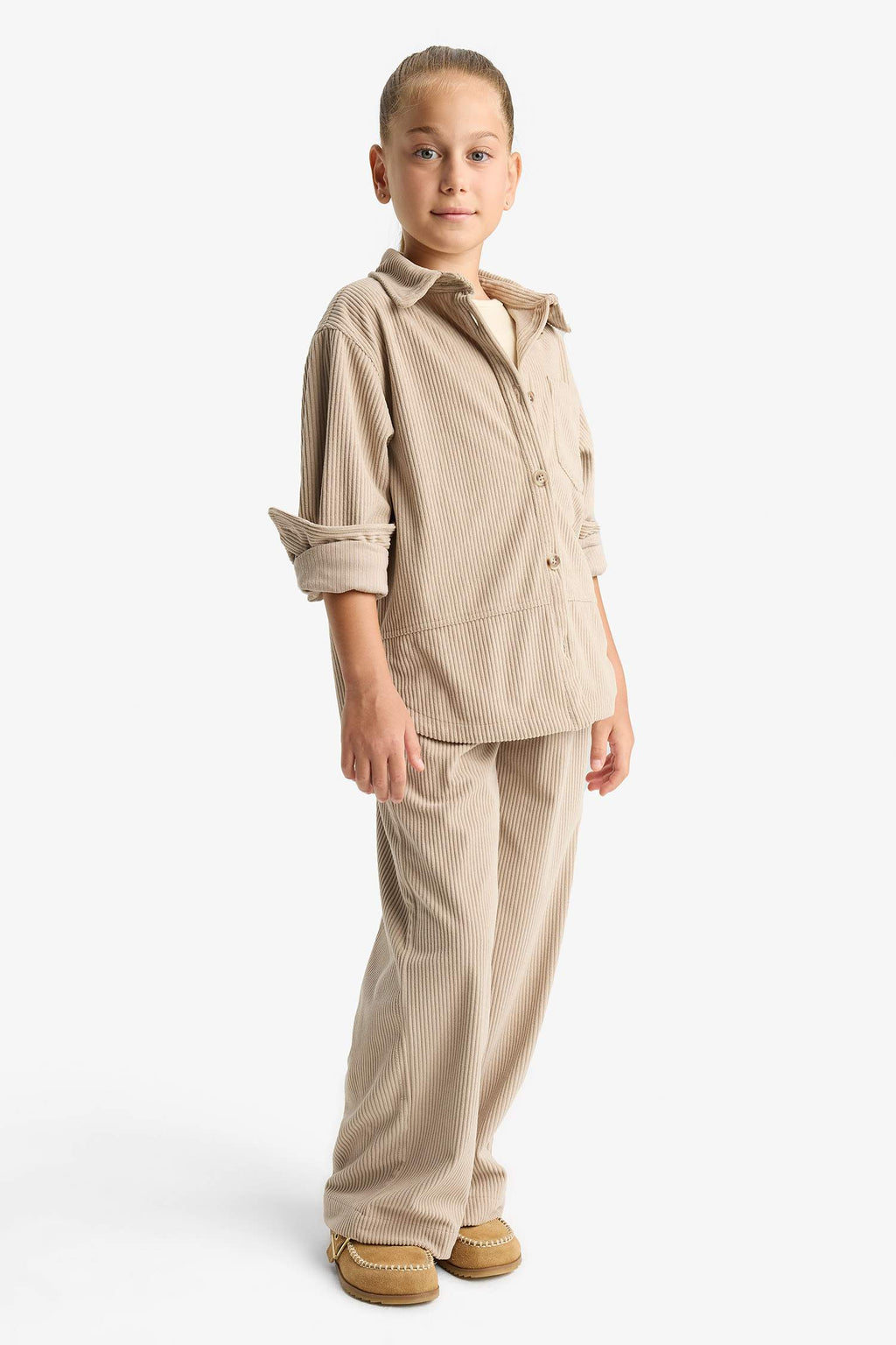 Girls' Wide Leg Pants with Elastic Waistband