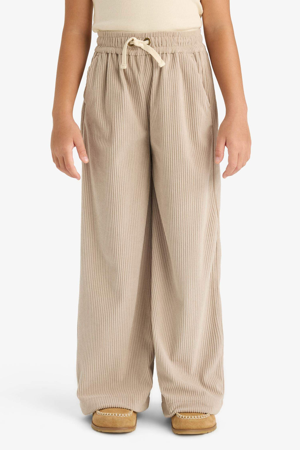Girls' Wide Leg Pants with Elastic Waistband