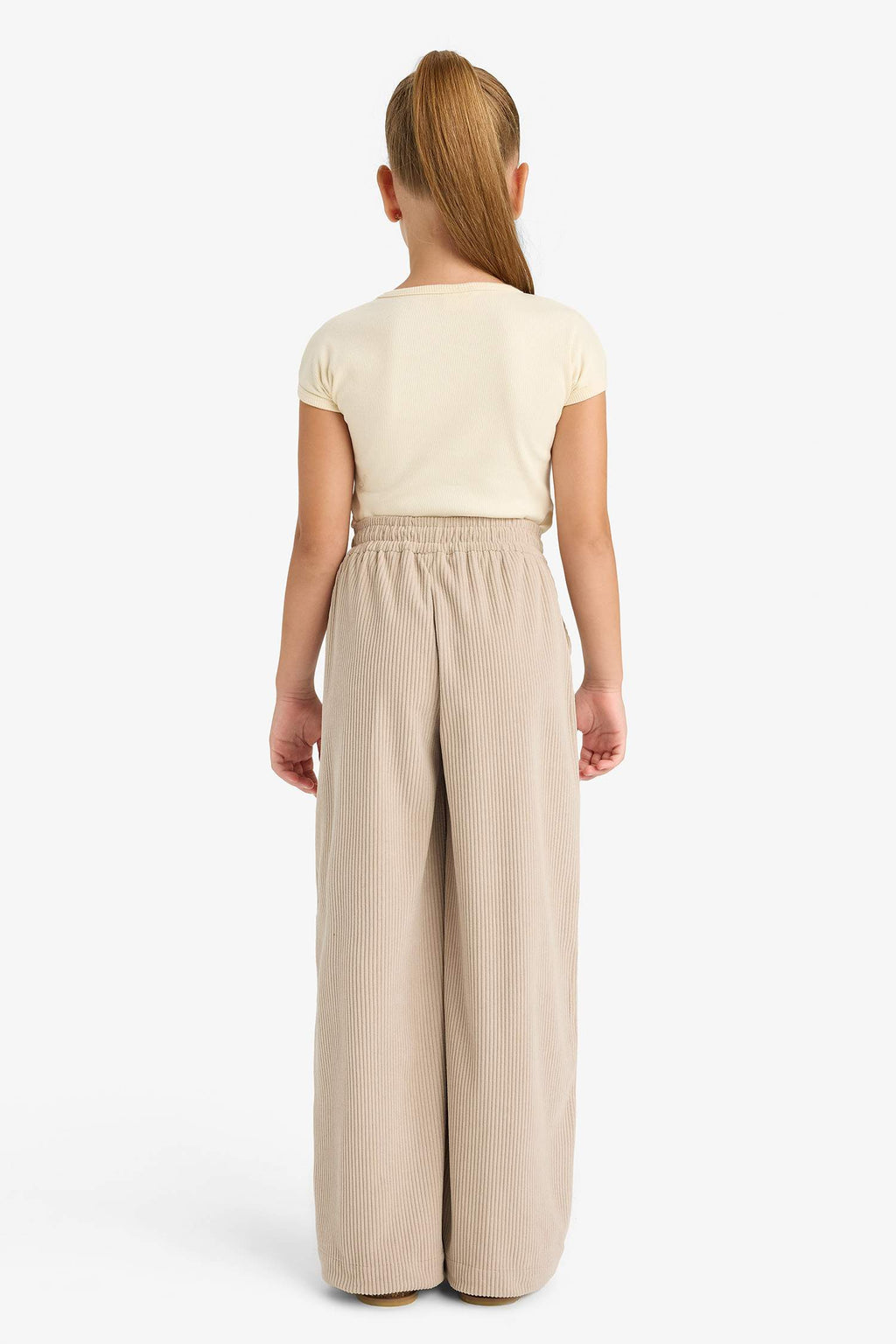 Girls' Wide Leg Pants with Elastic Waistband