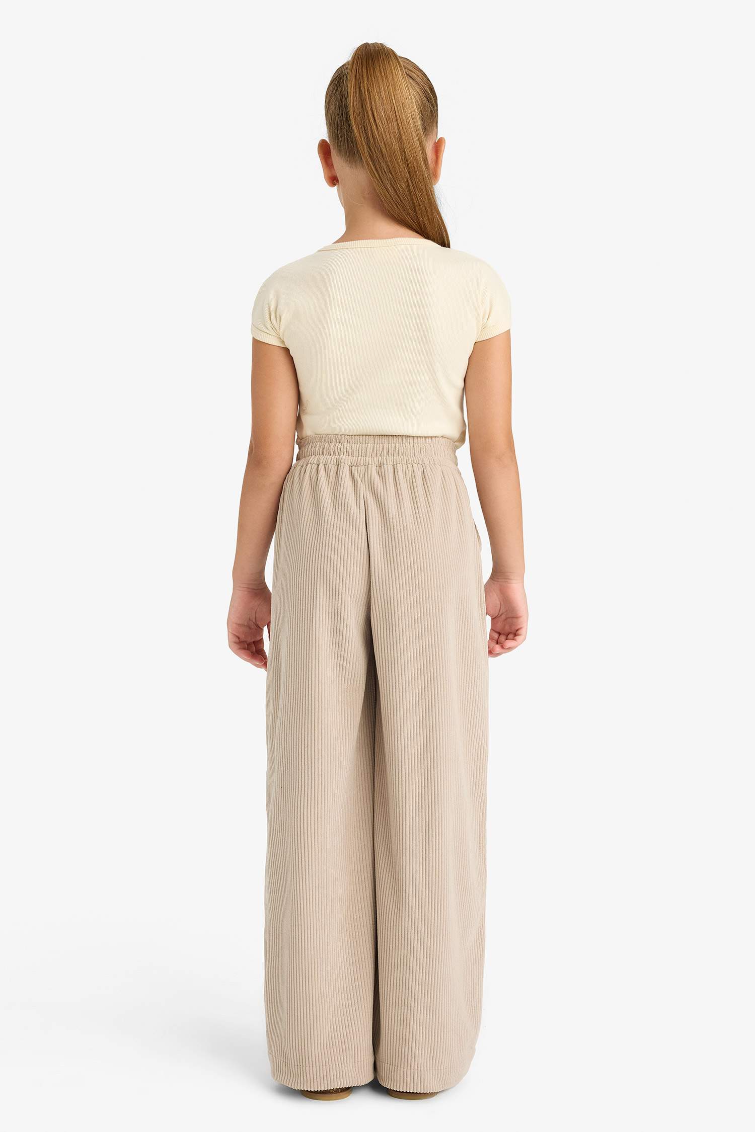 Girls' Wide Leg Pants with Elastic Waistband
